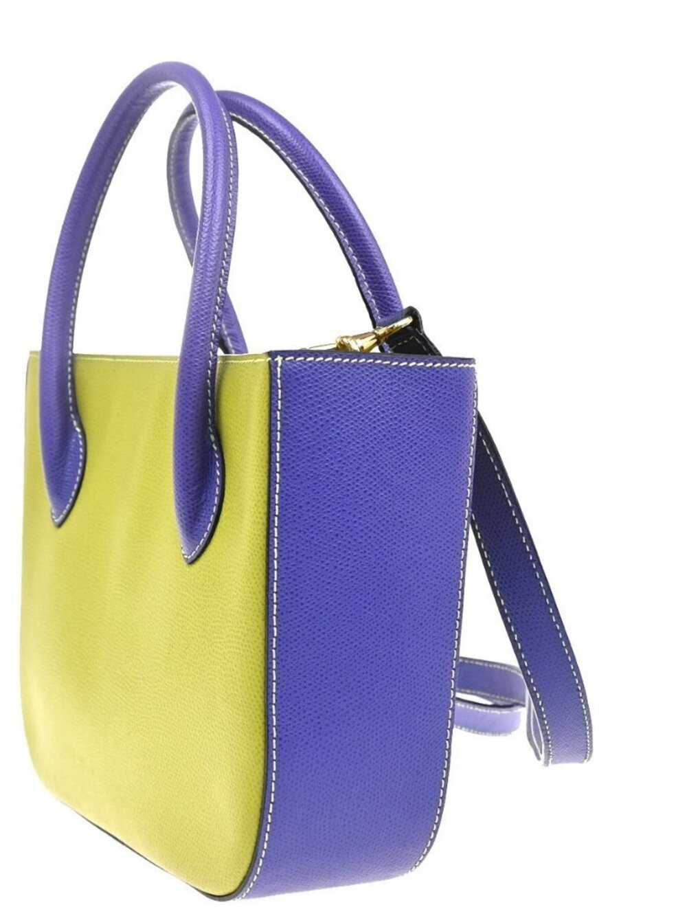 CELINE Logo 2Way Shoulder Hand Bag Leather Green Purple GHW Italy 70RL972 - Picture 2 of 16